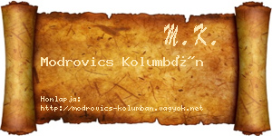 Modrovics Kolumbán névjegykártya